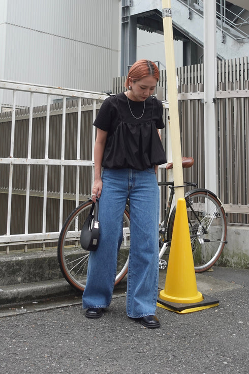 2wayチェックレイヤードデニム